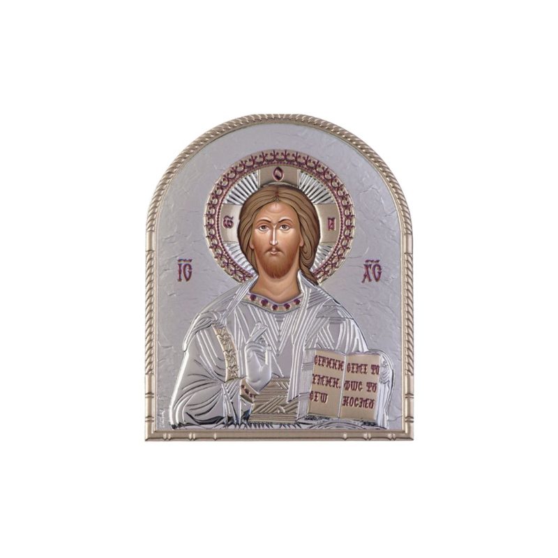 Ασημένια Εικόνα Χριστός Οβάλ