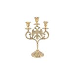 Κηροπήγιο Τρίκερο Σκαλιστό με Δικέφαλο Αετό 27εκ.