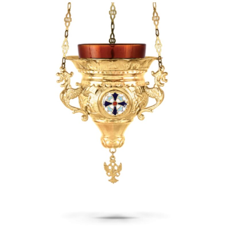 καντήλι εκκλησίας κρεμαστό βυζαντινό σμάλτο ροζετα